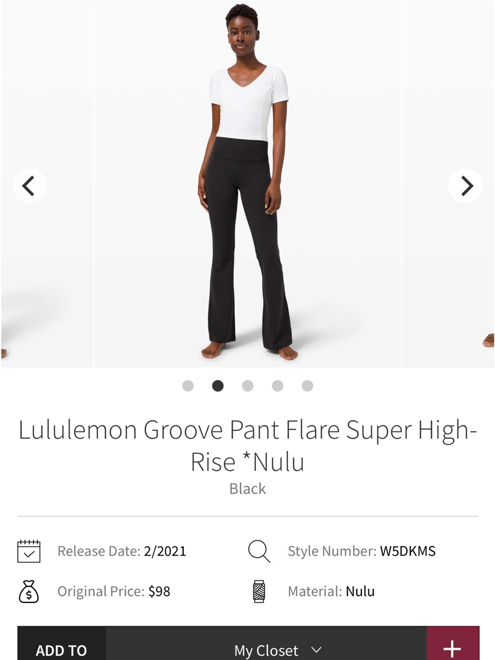 Lululemon groove pant flare super HR black 8
